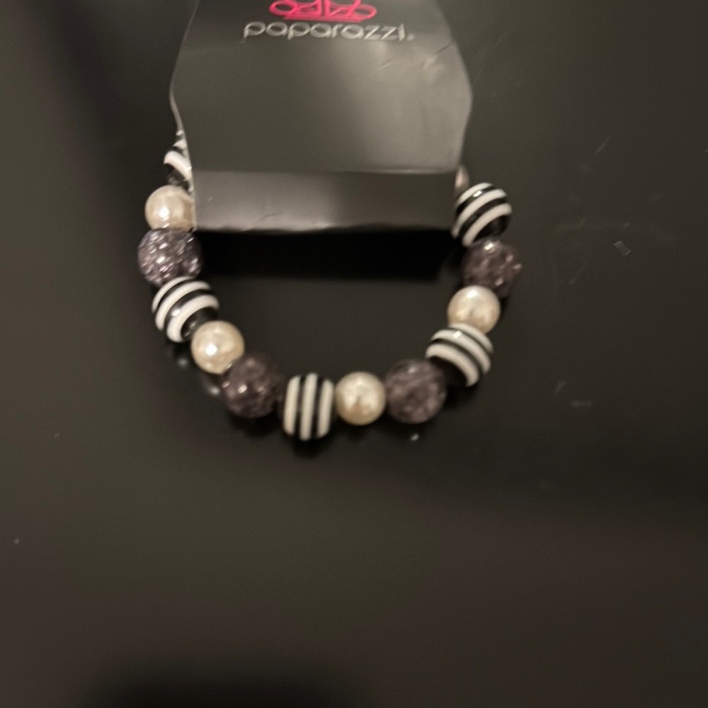 Paparazzi Black and White Graphic Beaded Bracelet